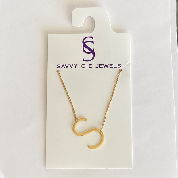SAVVY CIE JEWELS 14K Gold Plated Initial Necklace – Letter S - Picture 6 of 7